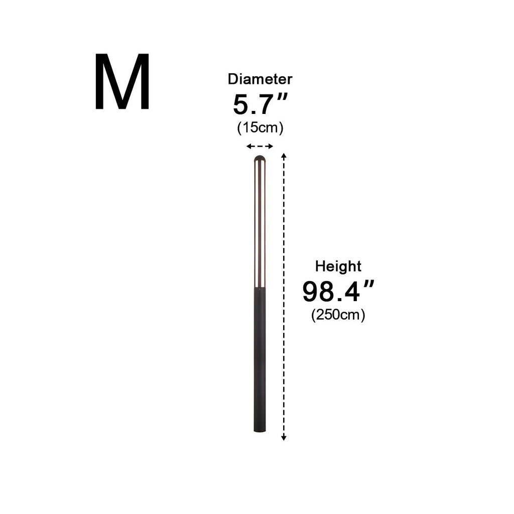 Modern Black Cylinder Waterproof LED Outdoor Path Post Light Street Lighting