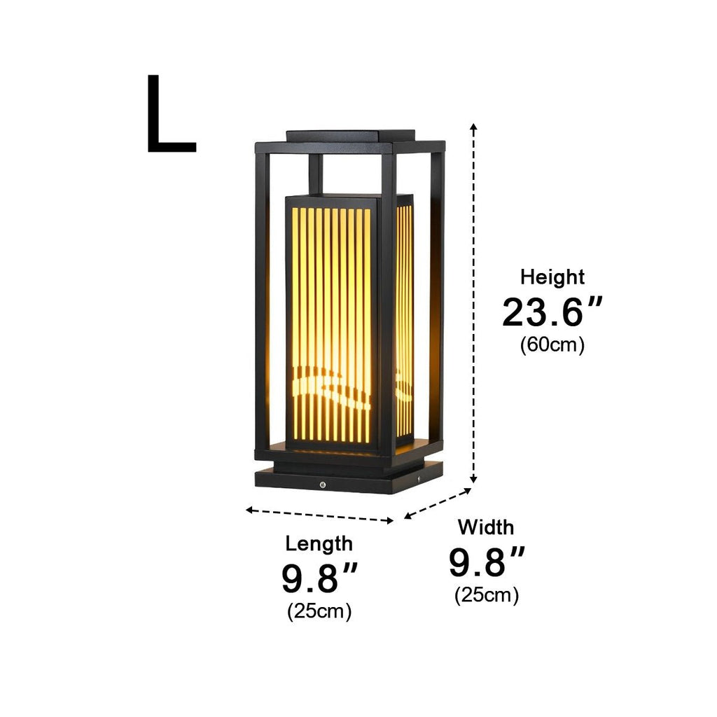 Minimalist Striped LED Black Modern Post Cap Light