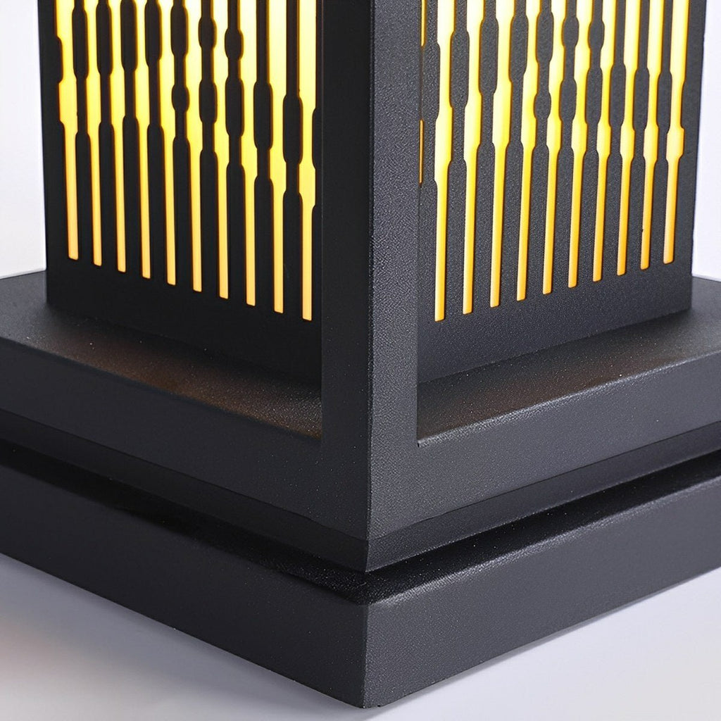 Minimalist Striped LED Black Modern Post Cap Light